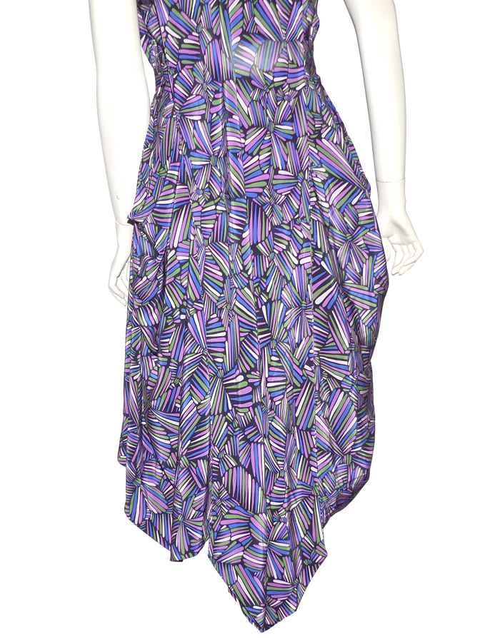 Robe Longue Violette à Motifs Multicolores Taille 52/54 - Style Caftan En Viscose/soie, Occasion Très Bon état