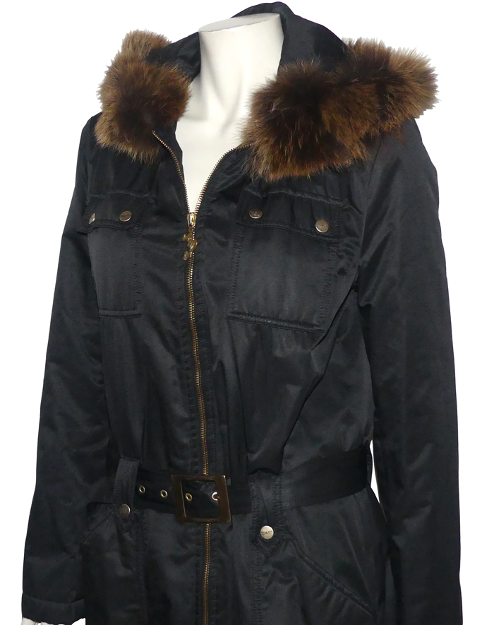 Manteau D'hiver Femme Avec Capuche En Fourrure Véritable - Taille 38 - Occasion En Bon état