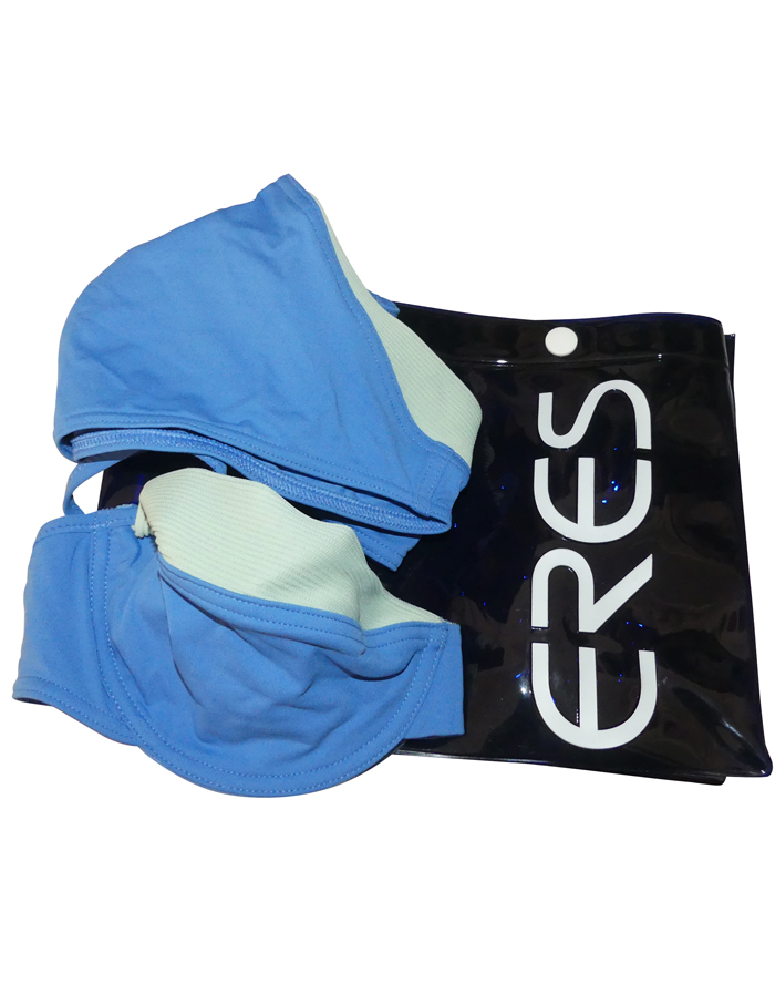 Bikini De Luxe Eres Bleu Uni - Taille 42, Haut à Bretelles Et Slip De Bain