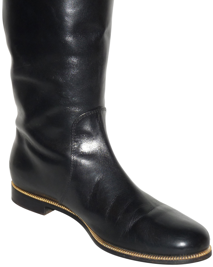 Bottes Sergio Rossi En Cuir Noir Taille 40 - Neuf Avec Petits Défauts