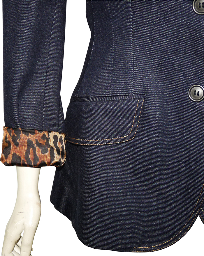 Veste Style Jean Femme Dolce & Gabbana – Taille 40 – Couleurs Bleu, Blanc, Marron – Occasion Très Bon état
