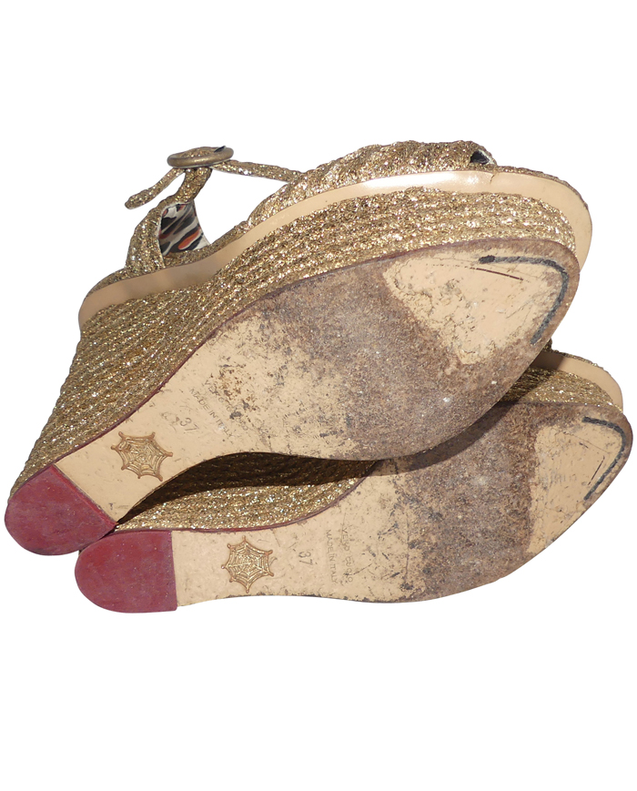 Sandales Compensées Charlotte Olympia Taille 37 Broderies Toile - Occasion